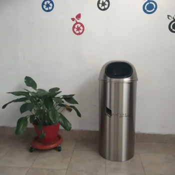 caneca tipo bala de acero inoxidable para áreas comunes, oficinas, centro comerciales
